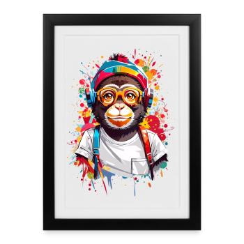 Cool monkey - Framed poster (27 × 37 cm) - black - Front
