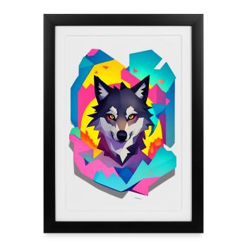 Loup - Affiche encadrée (27 × 37 cm) - noir - Devant