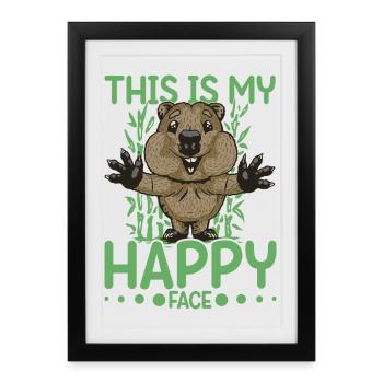C'est mon visage heureux, Quokka - Affiche encadrée (27 × 37 cm) - noir - Devant