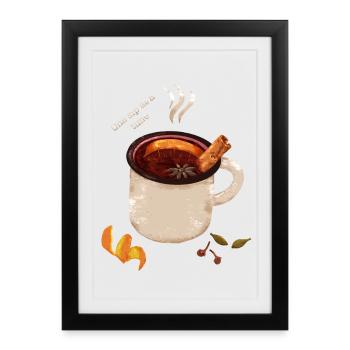 Vin chaud épicé. Vin chaud. Vacances d’hiver - Affiche encadrée (27 × 37 cm) - noir - Devant