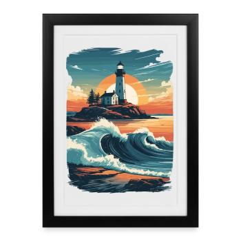 Phare - Affiche encadrée (27 × 37 cm) - noir - Devant