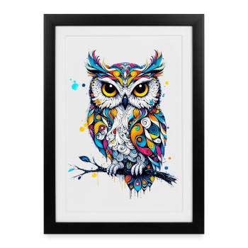 Hibou - Affiche encadrée (27 × 37 cm) - noir - Devant
