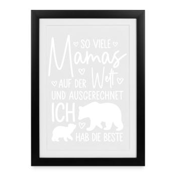 So viele Mamas Beste Mama Baby Muttertag Geschenk - Gerahmtes Poster (27 × 37 cm) - Schwarz - Vorne