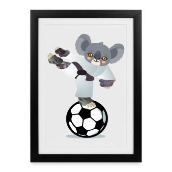 JOUEUR DE FOOTBALL, ATHLÈTE DE JUDO, KARATÉ, - Affiche encadrée (27 × 37 cm) - noir - Devant