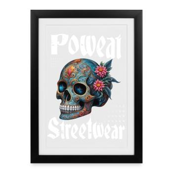 Poweat Streetwear Crâne - Affiche encadrée (27 × 37 cm) - noir - Devant
