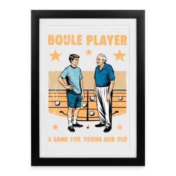 Joueur de boule - Affiche encadrée (27 × 37 cm) - noir - Devant