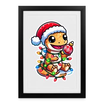 Christmas Gecko Gleg - Framed poster (27 × 37 cm) - black - Front