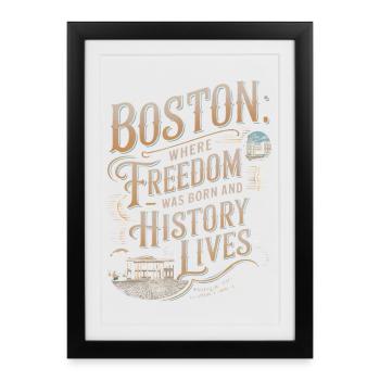 Boston : là où la liberté est née et où l’histoire vit - Affiche encadrée (27 × 37 cm) - noir - Devant