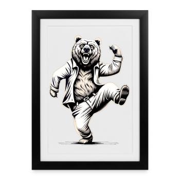Drôle d’ours papa papa cadeau - Affiche encadrée (27 × 37 cm) - noir - Devant