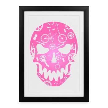 Klapprad Skull pink Shirt Fashion Totenkopf gothic - Gerahmtes Poster (27 × 37 cm) - Schwarz - Vorne