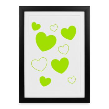 Heart Green Heart Pattern Green Heart Pattern Green Heart Pattern - Framed poster (27 × 37 cm) - black - Front