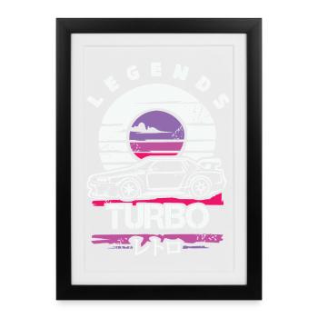 Retro JDM Turbo – Japanese Car Design 90s - Framed poster (27 × 37 cm) - black - Front