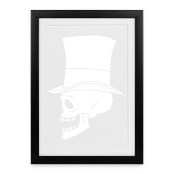 Crâne blanc vintage - Affiche encadrée (27 × 37 cm) - noir - Devant