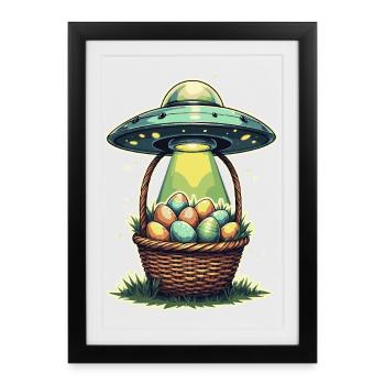 Conception d’enlèvement d’oeuf de Pâques extraterrestre - Affiche encadrée (27 × 37 cm) - noir - Devant