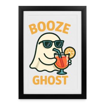 Ghostly Booze Enthusiast with Sunglasses - Framed poster (27 × 37 cm) - black - Front