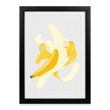 Banane balançante – Motif de fruit amusant - Affiche encadrée (27 × 37 cm) - noir - Devant