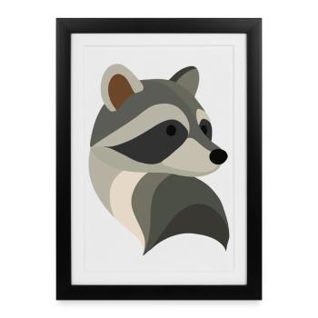 Playful Raccoon – Cute Animal Illustration - Framed poster (27 × 37 cm) - black - Front