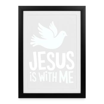 Jésus est avec moi - Affiche encadrée (27 × 37 cm) - noir - Devant