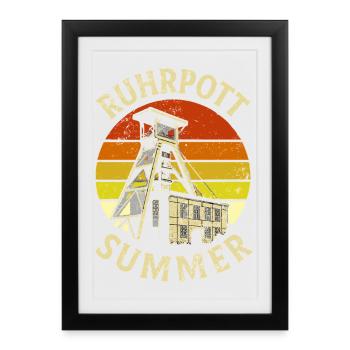Région de la Ruhr Été Ruhrpott - Affiche encadrée (27 × 37 cm) - noir - Devant