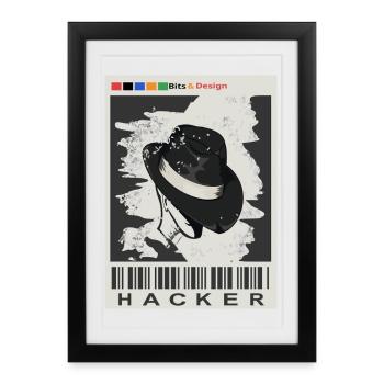 Hacker wanted - Framed poster (27 × 37 cm) - black - Front
