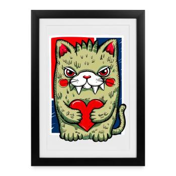 Chat fou - Affiche encadrée (27 × 37 cm) - noir - Devant