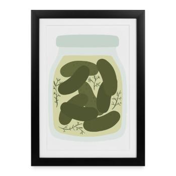 Vintage concombre cornichon pot Design - Affiche encadrée (27 × 37 cm) - noir - Devant