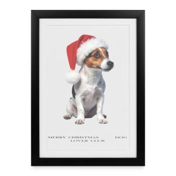 Bonnet de Noël Jack Russell Terrier - Affiche encadrée (27 × 37 cm) - noir - Devant