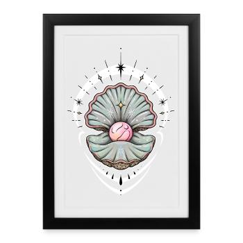 Mystic Seashell with Cosmic Glow - Framed poster (27 × 37 cm) - black - Front