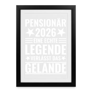 Retraité 2026 : Une légende quitte le site - Affiche encadrée (27 × 37 cm) - noir - Devant