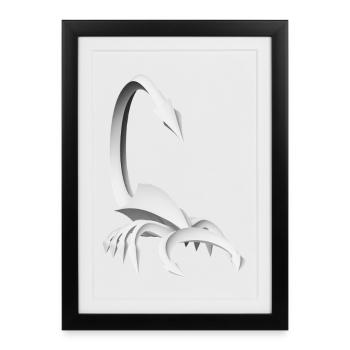 Futuristischer Skorpion in Schwarzweiß - Gerahmtes Poster (27 × 37 cm) - Schwarz - Vorne