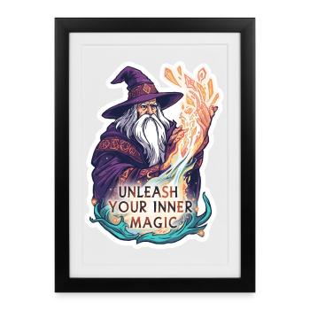 Old Wizard Magician – Unleash Your Inner Magic - Framed poster (27 × 37 cm) - black - Front