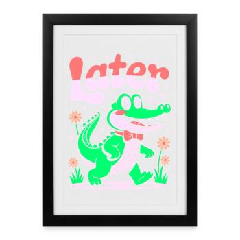 À plus tard Aligator - Alligator Retro Design - Affiche encadrée (27 × 37 cm) - noir - Devant