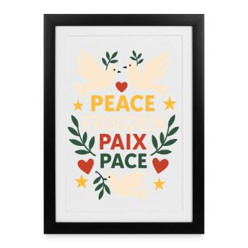 Colombes de la paix dans le monde - Affiche encadrée (27 × 37 cm) - noir - Devant