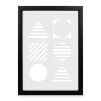 Geometric Grid Monochrome - Framed poster (27 × 37 cm) - black - Front