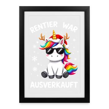 Renne a été vendu Licorne Noël - Affiche encadrée (27 × 37 cm) - noir - Devant