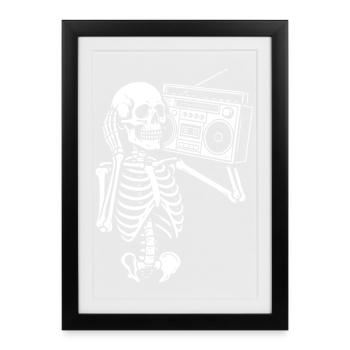 Skeleton Boombox Retro Groove - Framed poster (27 × 37 cm) - black - Front