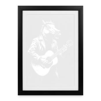 Guitar Horse in Suit - Framed poster (27 × 37 cm) - black - Front