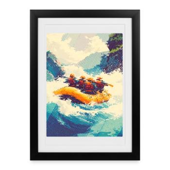 Expédition de rafting dans les rapides sauvages - Affiche encadrée (27 × 37 cm) - noir - Devant