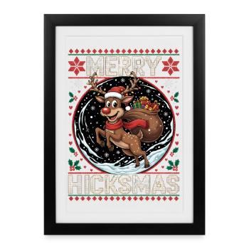 Weihnachten Rentier Rudolph - Weihnachten - Gerahmtes Poster (27 × 37 cm) - Schwarz - Vorne