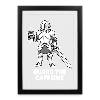 Kaffeekämpfer Ritter - Gerahmtes Poster (27 × 37 cm) - Schwarz - Vorne