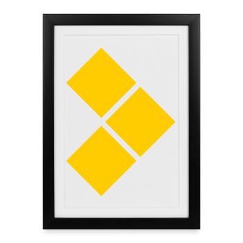 Geometric Yellow Diamond Grid - Framed poster (27 × 37 cm) - black - Front