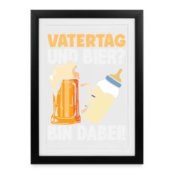 Drôle de cadeau de fête des pères papa bière - Affiche encadrée (27 × 37 cm) - noir - Devant