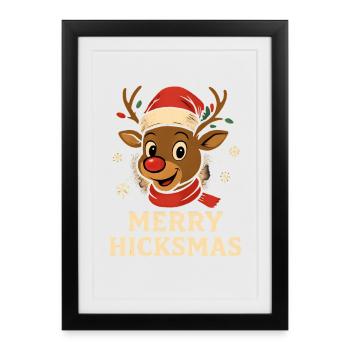 Rudolph Renne Noël Drôle Mignon Hiver - Affiche encadrée (27 × 37 cm) - noir - Devant