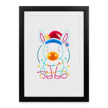 Donkey Elf Noël Drôle Cadeau - Affiche encadrée (27 × 37 cm) - noir - Devant