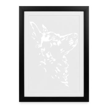 Mudi Silhouette Chien Chien Wilsigns - Affiche encadrée (27 × 37 cm) - noir - Devant
