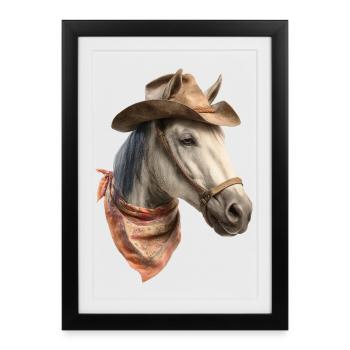 Perd Cowboy - Affiche encadrée (27 × 37 cm) - noir - Devant