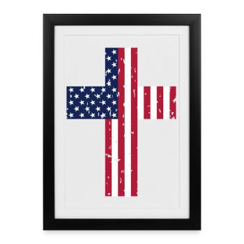 Drapeau de la Croix des États-Unis - Affiche encadrée (27 × 37 cm) - noir - Devant
