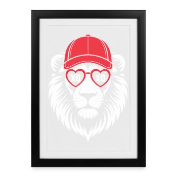 Bonnet de cœurs XO Lion - Affiche encadrée (27 × 37 cm) - noir - Devant