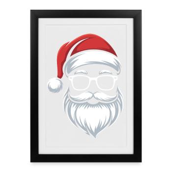 Santa With Glasses Nerdy Christmas - Framed poster (27 × 37 cm) - black - Front