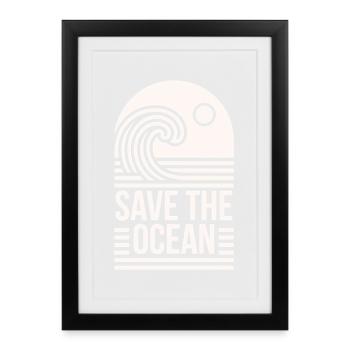 Citations de conservation de la protection de l’océan Save the Ocean - Affiche encadrée (27 × 37 cm) - noir - Devant
